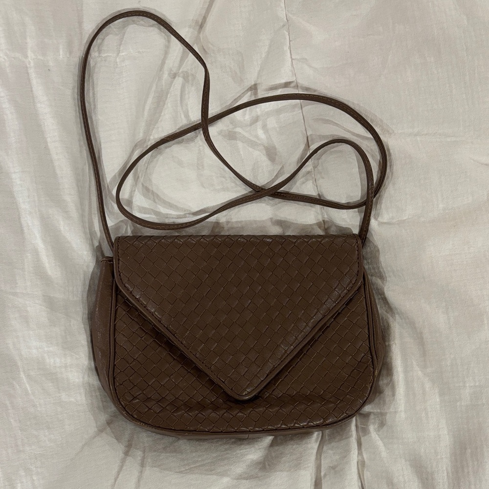 Vintage Ganson Brown Woven Leather Crossbody Bag